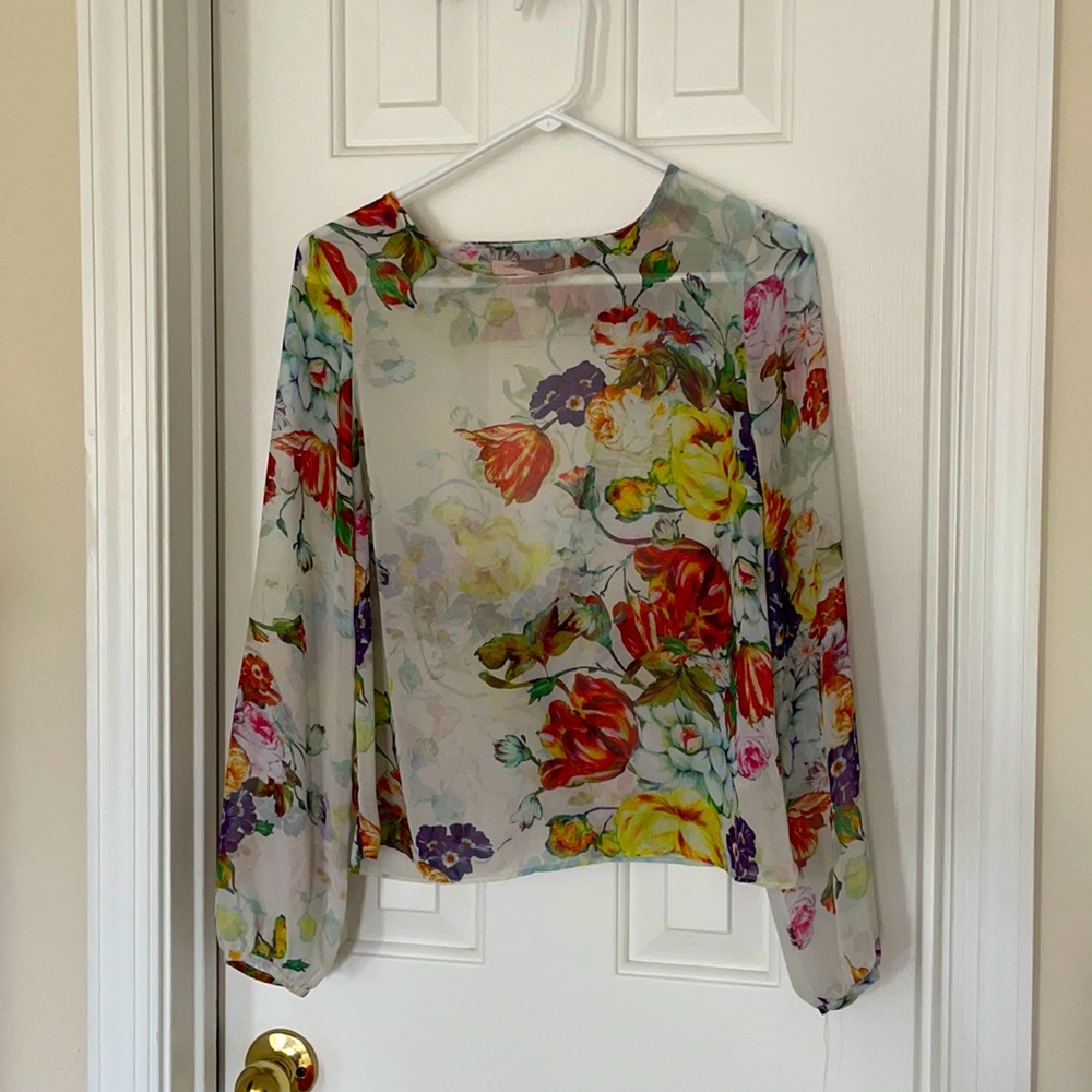 Forever 21 floral open back blouse